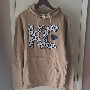 Tan Hoodie with Leopard Print KC Design